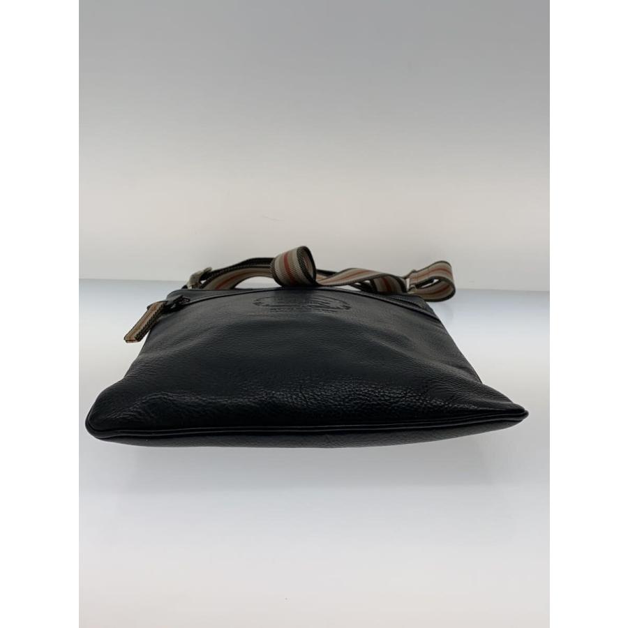 BURBERRY◇型押しロゴ/ショルダーバッグ/レザー/BLK : セカンド