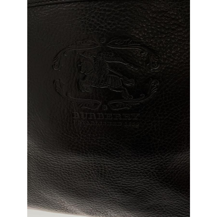 BURBERRY◇型押しロゴ/ショルダーバッグ/レザー/BLK : セカンド