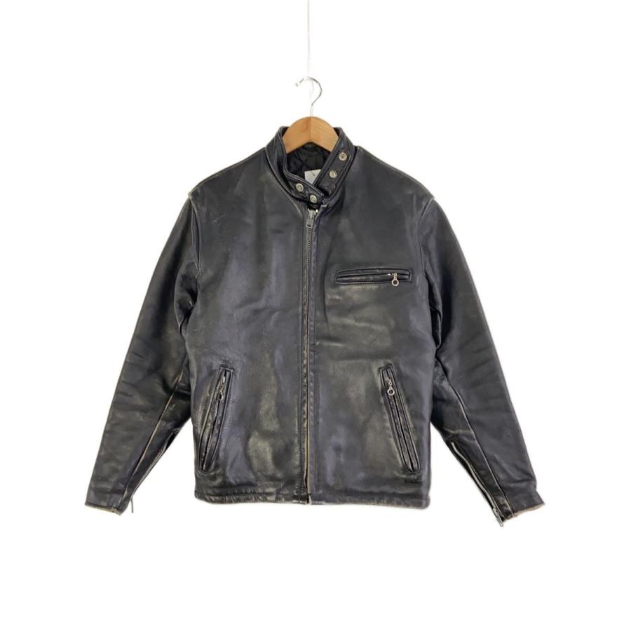 Schott レザーシングルライダース S Schott◇シングルライダースジャケット/38/レザー/BLK/無地/008