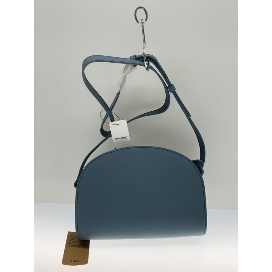 A.P.C. ラウンドレザーショルダーバッグ A.P.C.◇ハーフムーン/ショルダーバッグ/レザー/BLU/PXAWVF61084