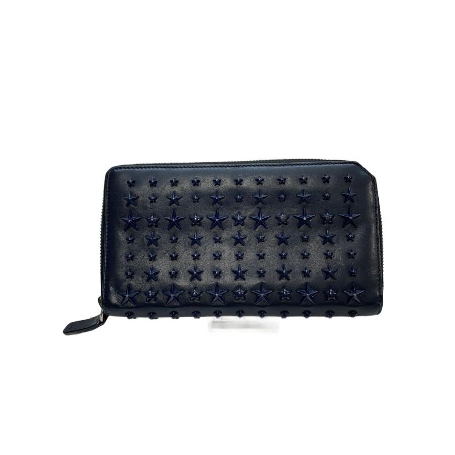 JIMMY CHOO◇JIMMY CHOO ジミーチュウ 長財布/レザー/NVY/レディース 