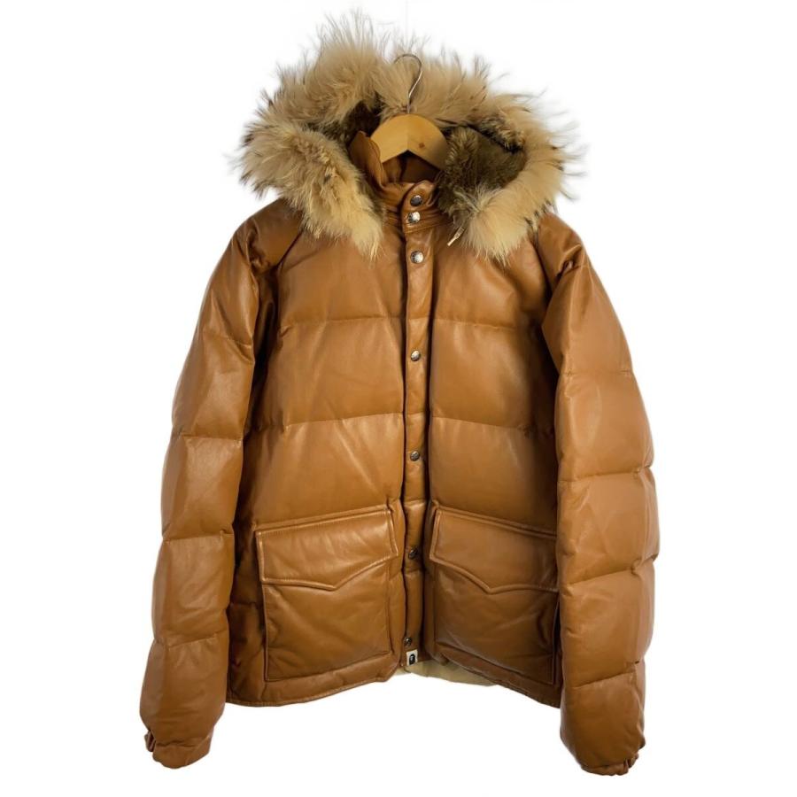 A BATHING APE◇ダウンジャケット/L/レザー/BRW : セカンドストリート