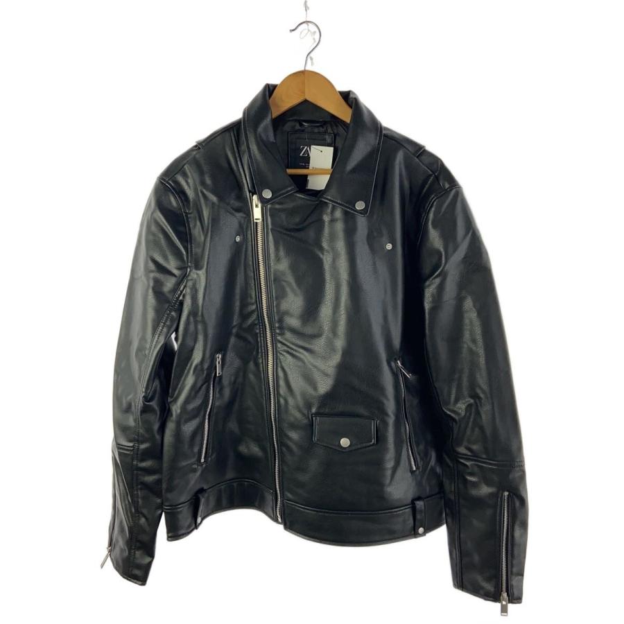 ZARA◇ダブルライダースジャケット/XL/フェイクレザー/BLK/無地/3427