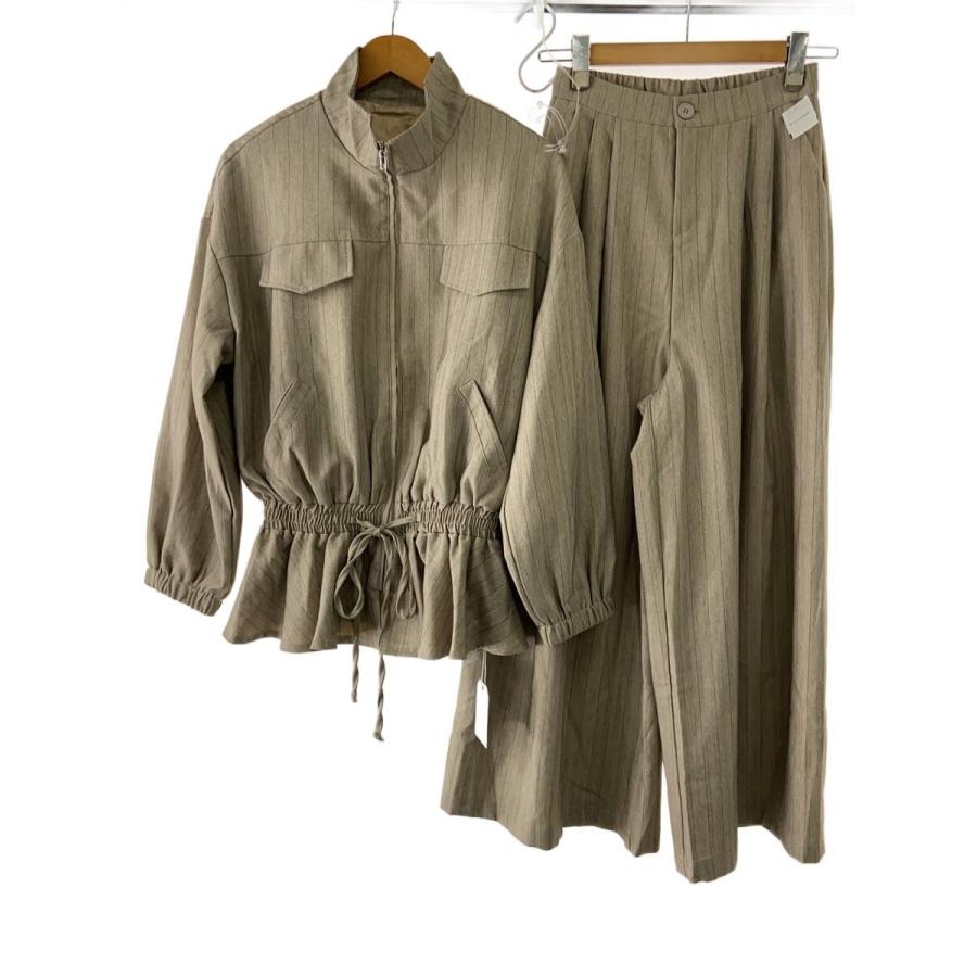 ESCAD セットアップ ESICA◇セットアップ/FREE/ポリエステル/BEG/ストライプ/esun-1100