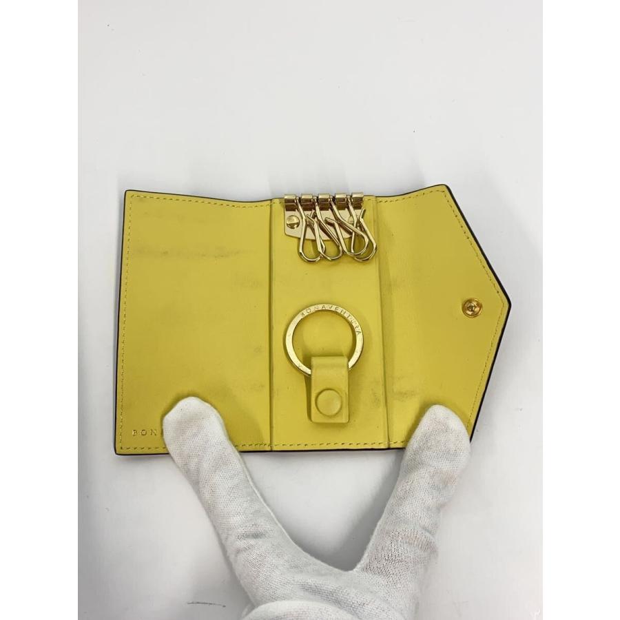 ボナベンチュラキーケース シュリンクレザー エトープ×イエロー