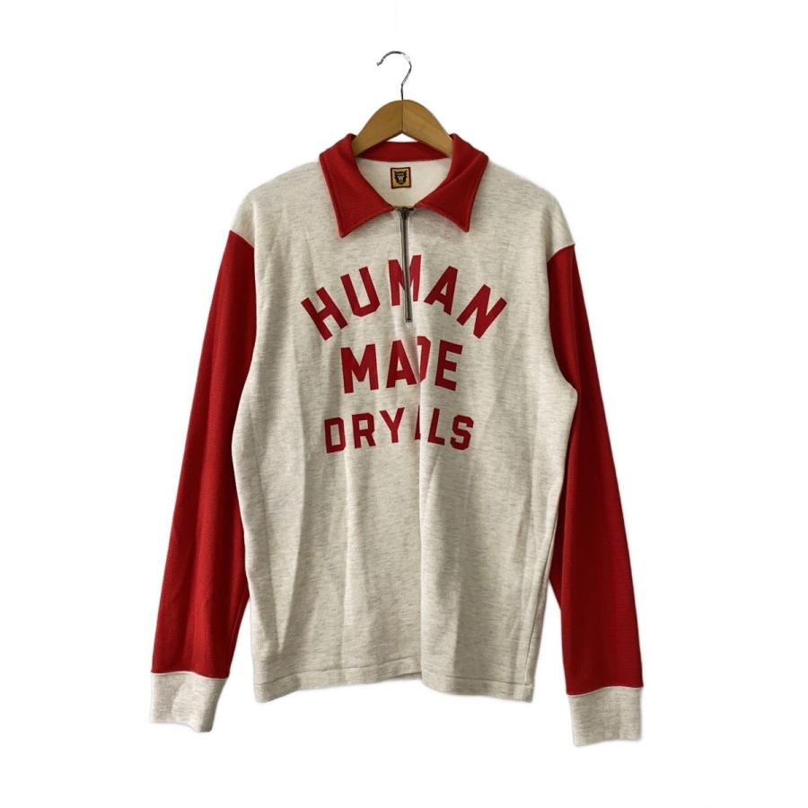 HUMAN MADE◇ZIP-UP L/S T-SHIRT/長袖シャツ/L/ポリエステル/HM28CS028