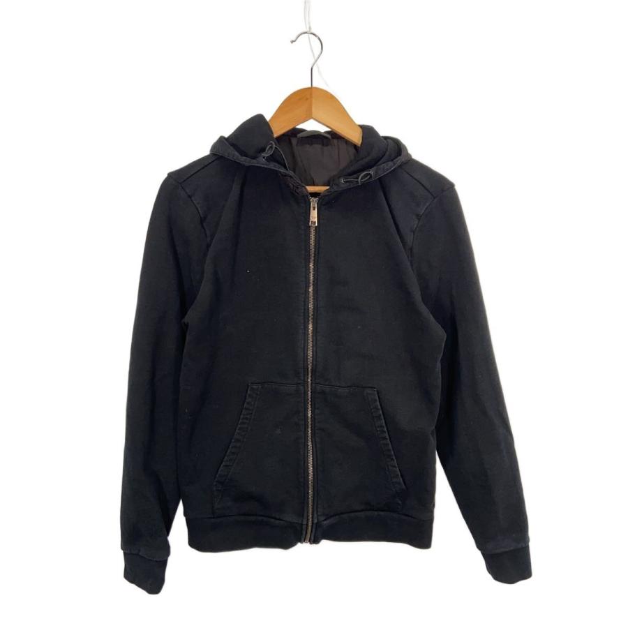 PRADA◇ナイロン切り替えジップパーカー/M/コットン/BLK/無地/SJN266