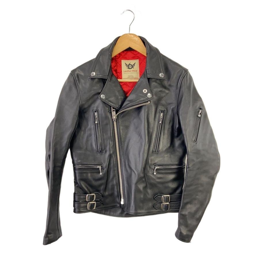 666Leather Wear ブラックレザージャケット 34 666 Leather Wear◇レザージャケット・ブルゾン/34/牛革/BLK/無地