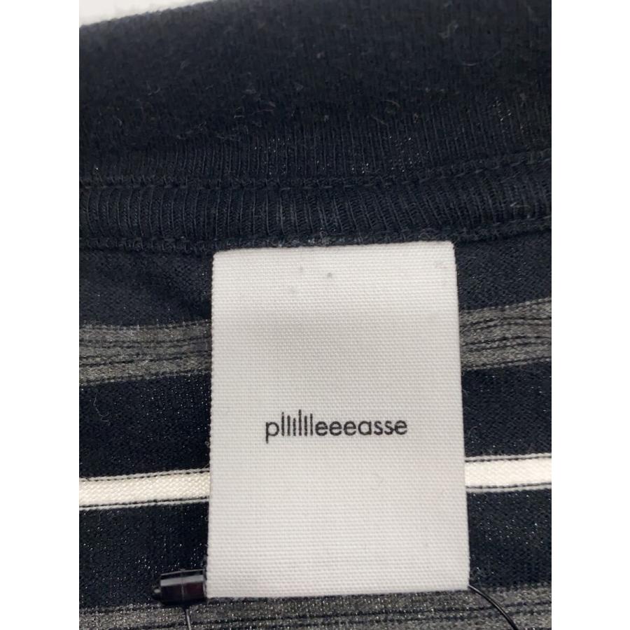 plllllleeeasse◇Tシャツ/M/コットン/BLK/ボーダー/25pls-c002