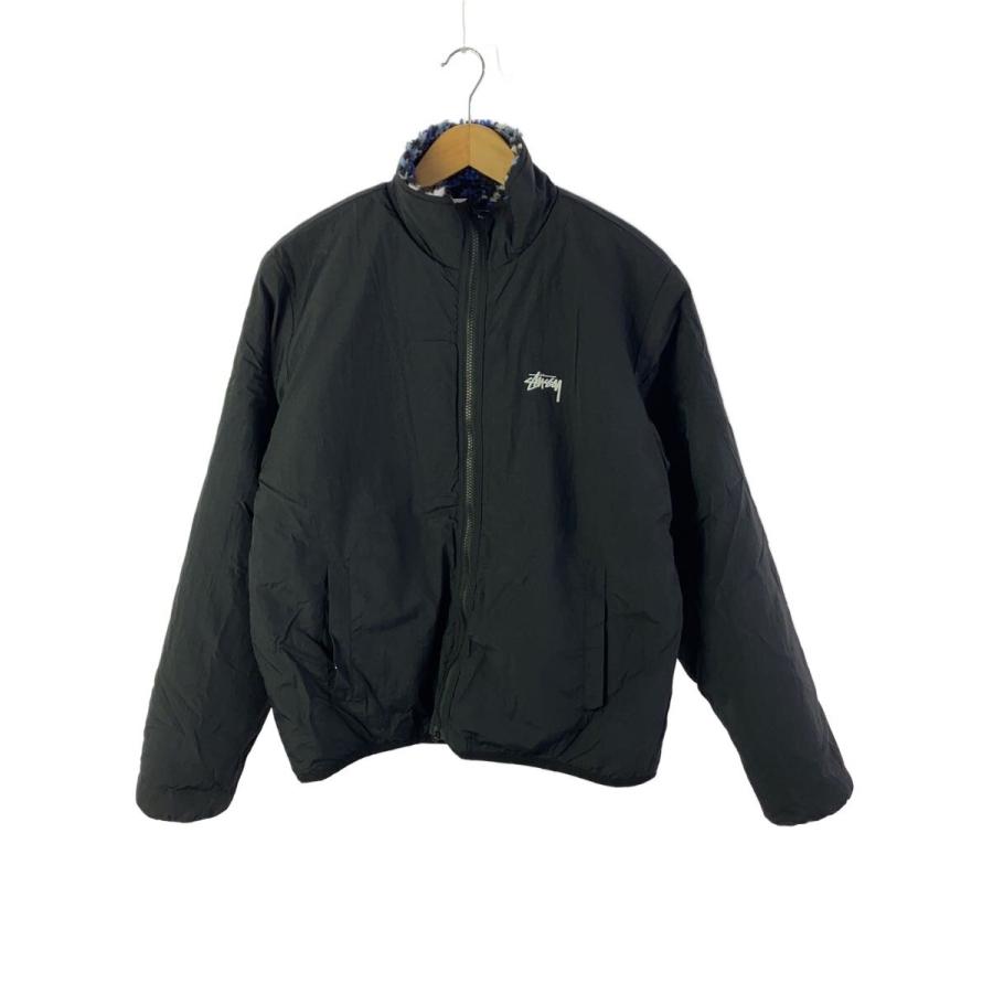 STUSSY◇フリースジャケット/M/ポリエステル/BLK/SHERPA REVERSIBLE