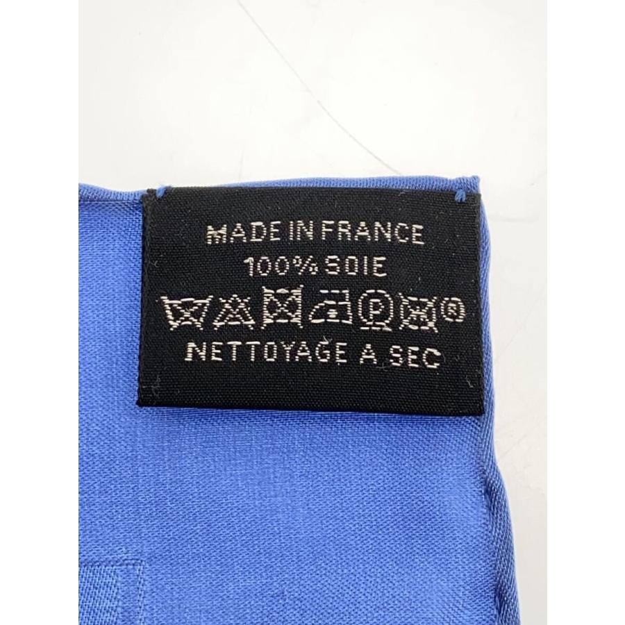 HERMES シルクポケットスカーフ HERMES◇ポケットチーフ45/スカーフ/シルク/BLU/メンズ// : セカンド