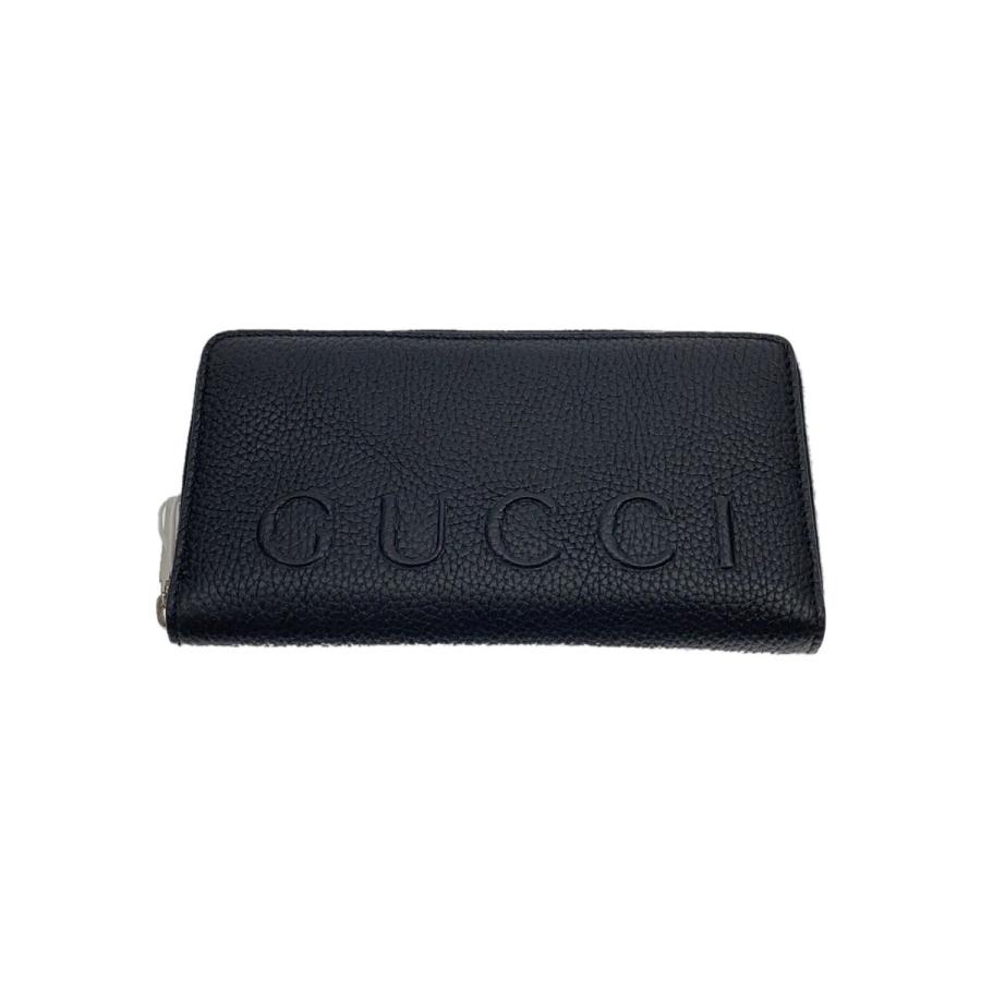 GUCCI◇日本限定/ロゴ_ジップアラウンドウォレット/長財布/レザー/BLK