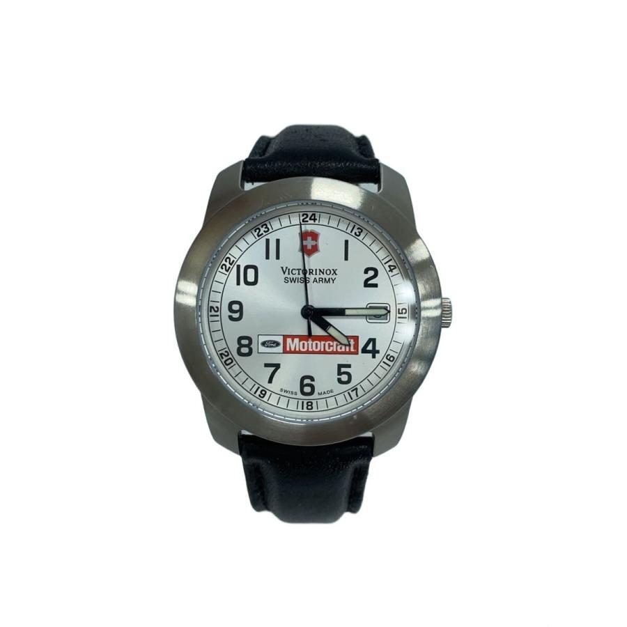 VICTORINOX SWISS ARMY◇クォーツ腕時計/アナログ/レザー/SLV/BLK/SS 