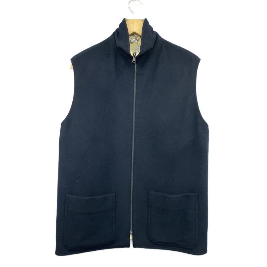 HERMES エルメス マルジェラ期 ニット ベスト ブラック XS イタリア製 HERMES - エルメス ベスト ジレ マルジェラ期 ジップアップ スウェード
