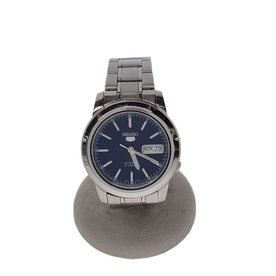 SEIKO◇セイコーファイブ/21石/デイデイト/裏スケ/自動巻腕時計/BLK