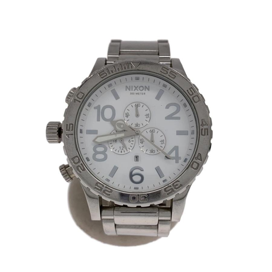 NIXON◇51-30 Chrono/クォーツ腕時計/アナログ/ステンレス/WHT/SLV/SS