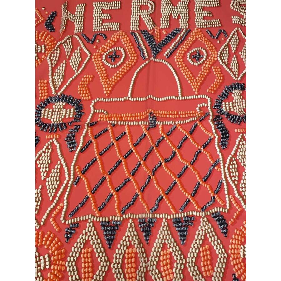 HERMES◇カレ70 KELLY IN PERLES/スカーフ/シルク/PNK/総柄/レディース