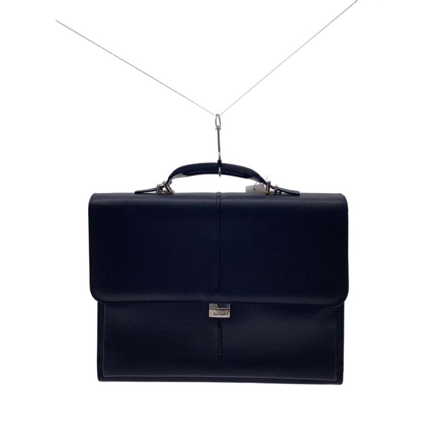 BALLY ネイビー レザービジネスバッグ BALLY◇ビジネスバッグ/レザー/BLK/無地// : セカンドストリートYahoo