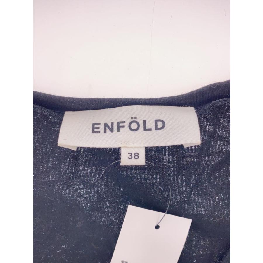 ENFOLD◇ノースリーブワンピース/38/コットン/BLK/300BS233-3620 