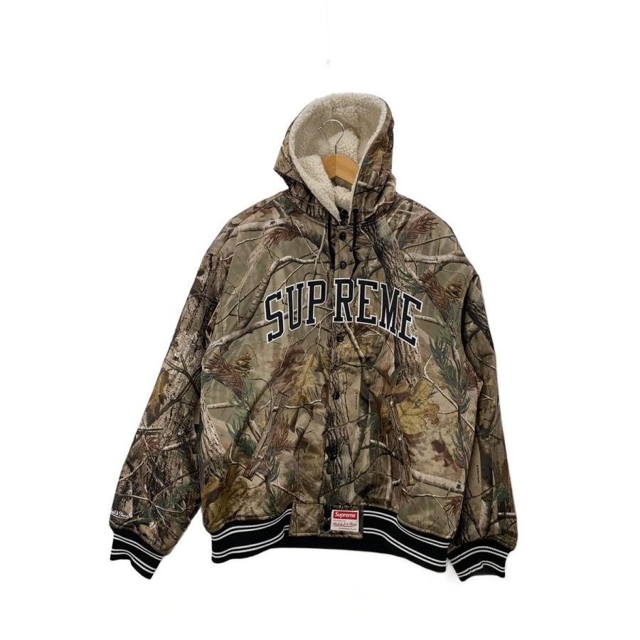 Supreme◇スタジャン/L/ナイロン/カモフラ/Hooded Satin Varsity