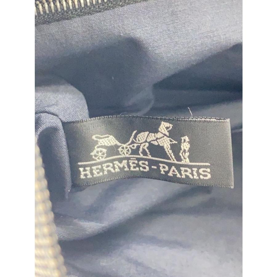 HERMES◇トートバッグ/キャンバス/BLK/エールライン カバス HERMES