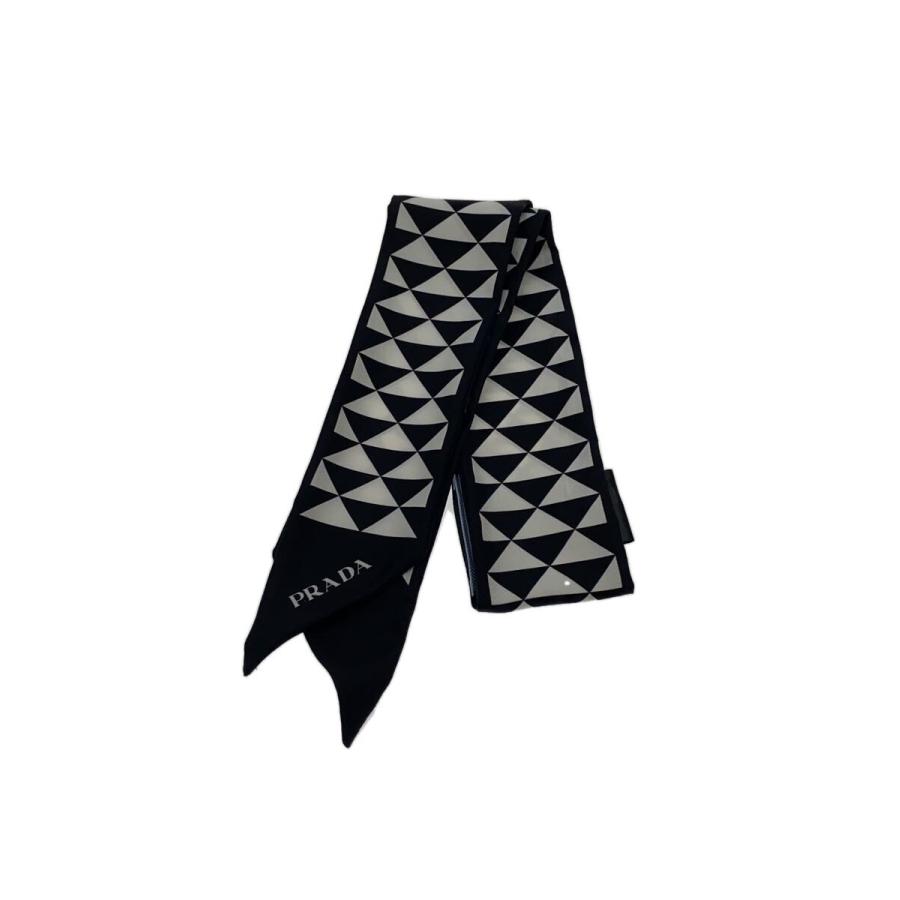 PRADA◇プリントシリクツイルスカーフ/シルク/BLK/総柄/レディース