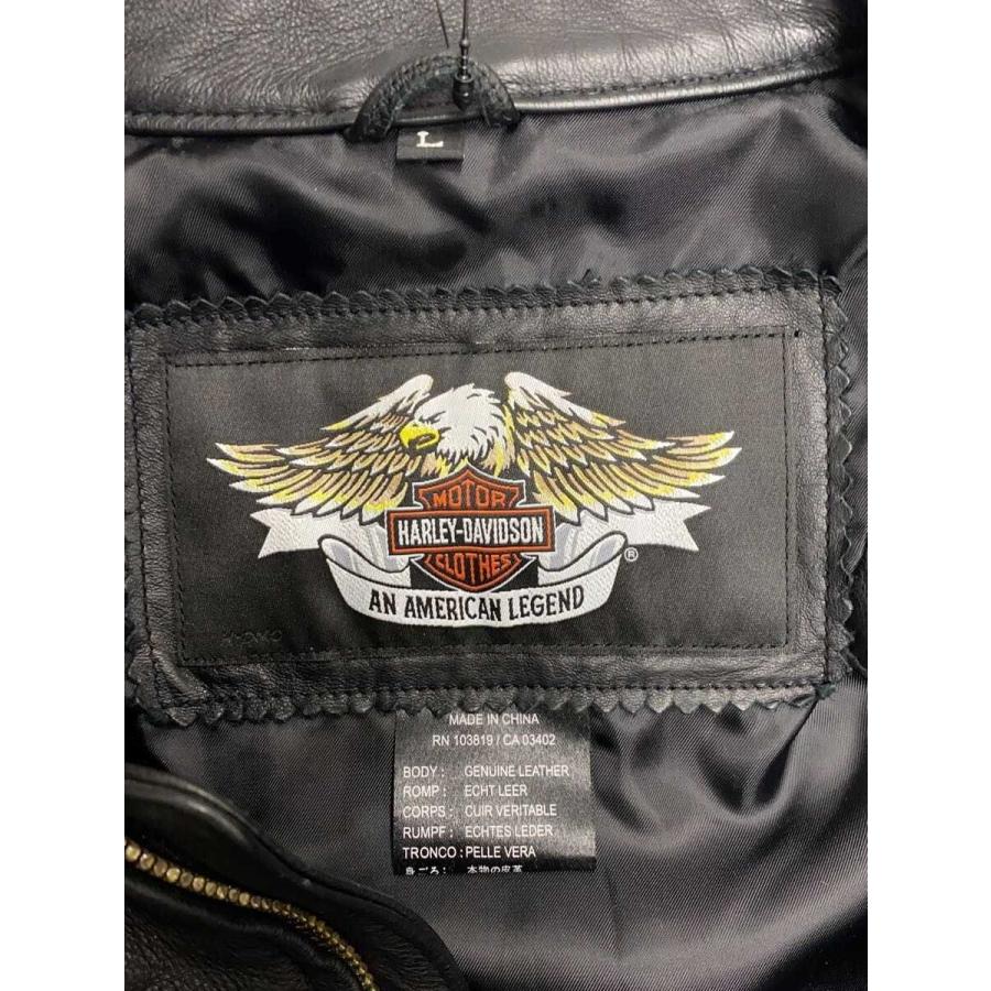 HARLEY DAVIDSON◇シングルライダースジャケット/L/レザー/BLK/98017
