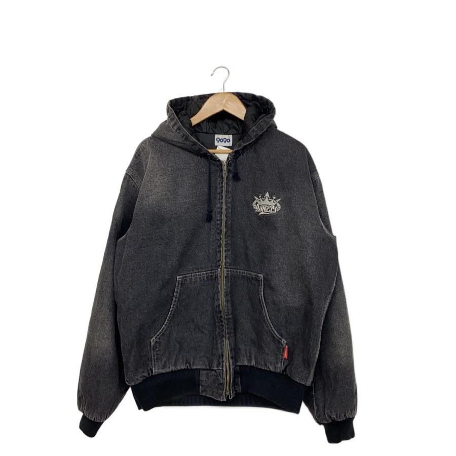 9090◇King Logo Vintage Denim Hoodie/ジャケット/L/コットン/BLK 