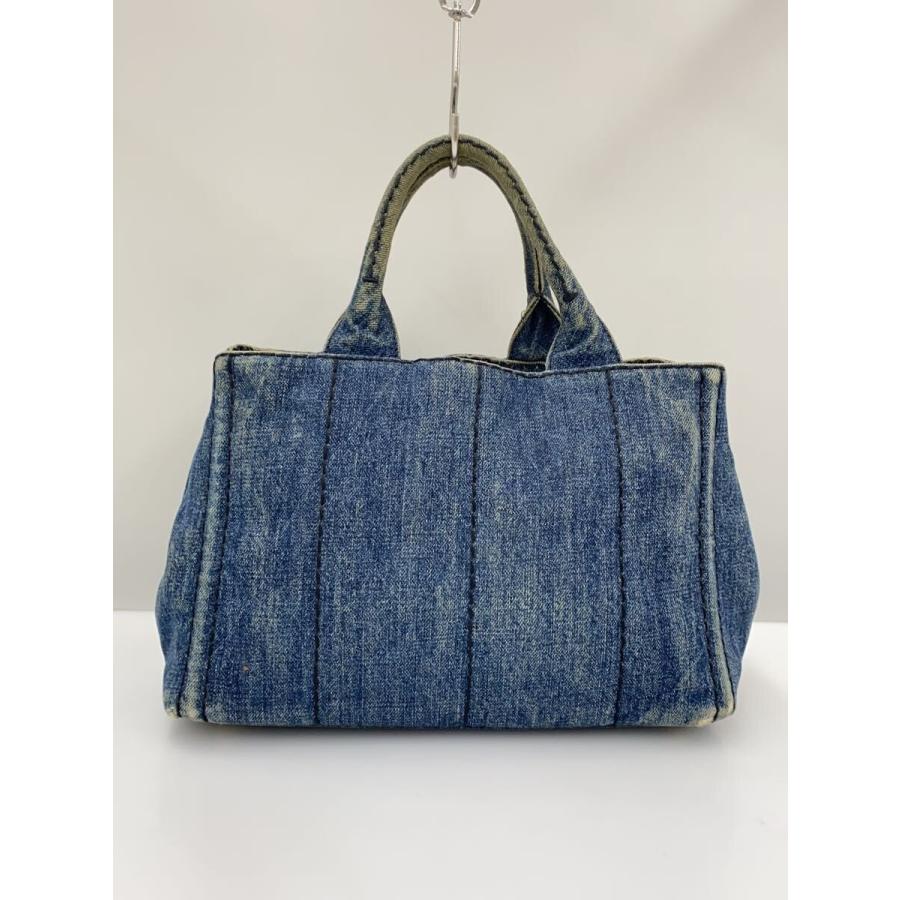PRADA◇カナパデニムトートーバッグ/ショルダーバッグ/--/BLU/無地