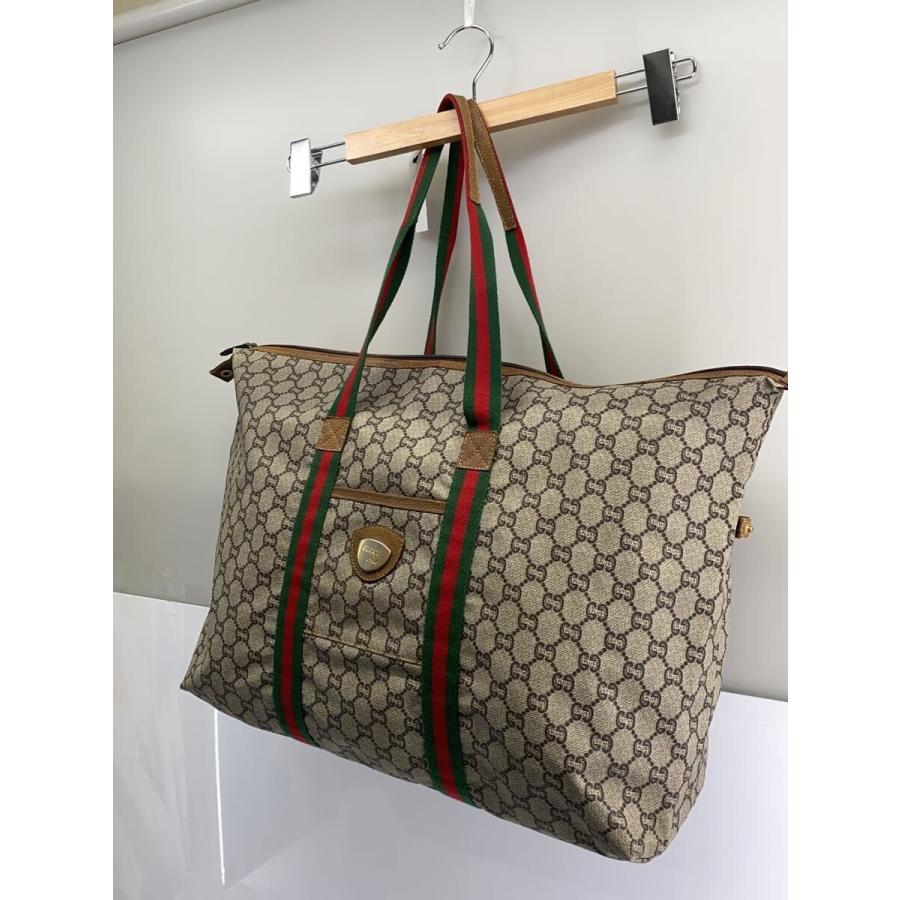 GUCCI PLUS◇シェリーライン/ボストンバッグ/PVC/GRY/角擦れ有