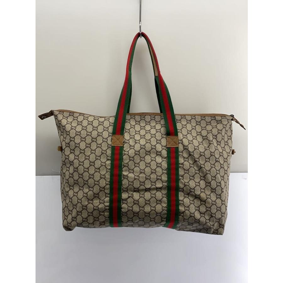 GUCCI PLUS◇シェリーライン/ボストンバッグ/PVC/GRY/角擦れ有