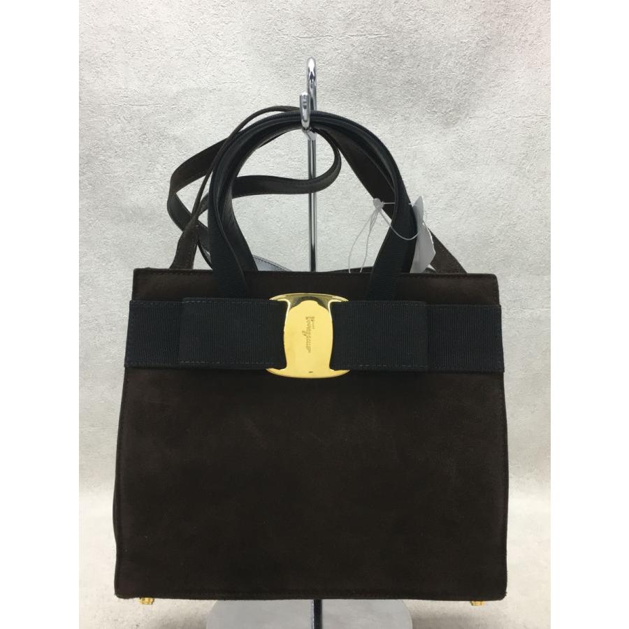 Salvatore Ferragamo◇ヴァラリボン2WAYハンドバッグ/スウェード