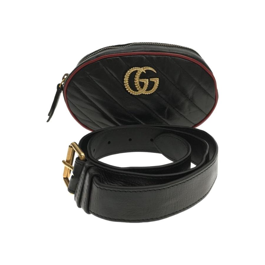 GUCCIボディバック、ウェストバッグ GUCCI◇ウエストバック/レザー/ブラック/無地/476434// : セカンド