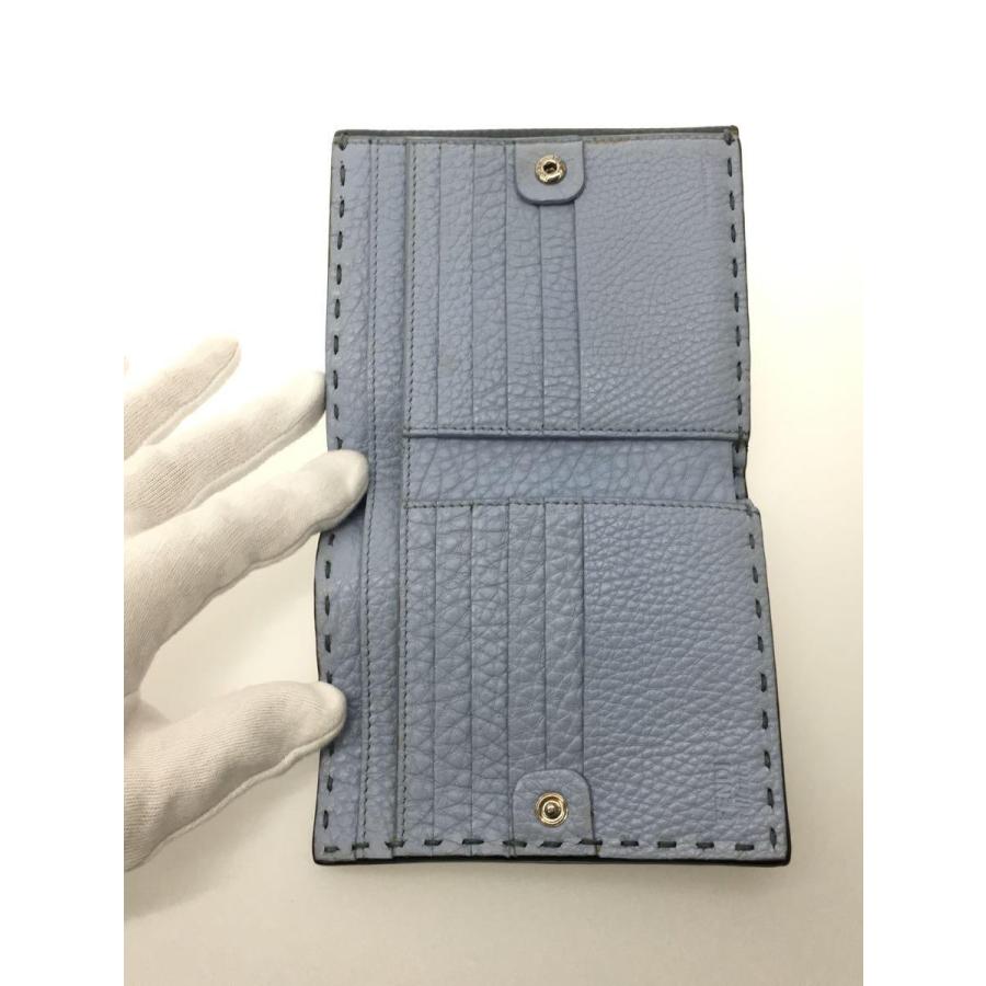 FENDI◇8M0399/セレリア/ピーカブー/三つ折り財布/レザー/BLU/ロゴ 