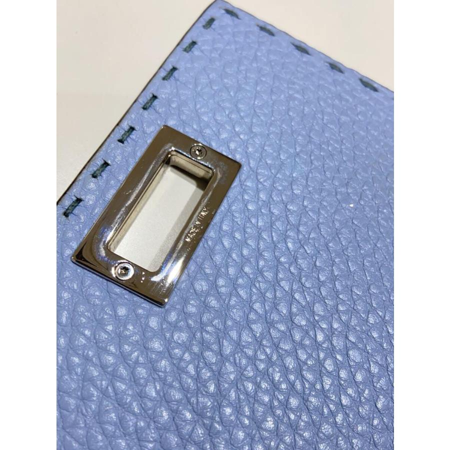 FENDI◇8M0399/セレリア/ピーカブー/三つ折り財布/レザー/BLU/ロゴ 