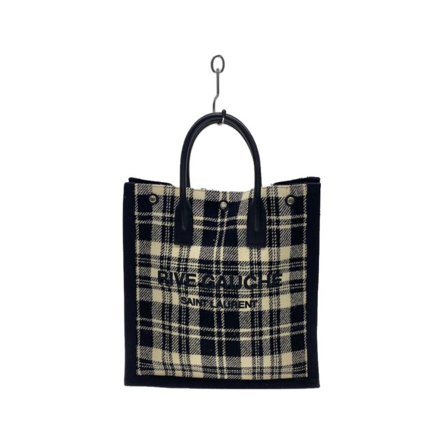 SAINT LAURENT◇リヴゴーシュトート/トートバック/ブラック/チェック 