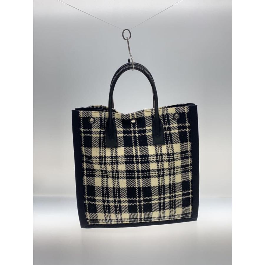 SAINT LAURENT◇リヴゴーシュトート/トートバック/ブラック/チェック 