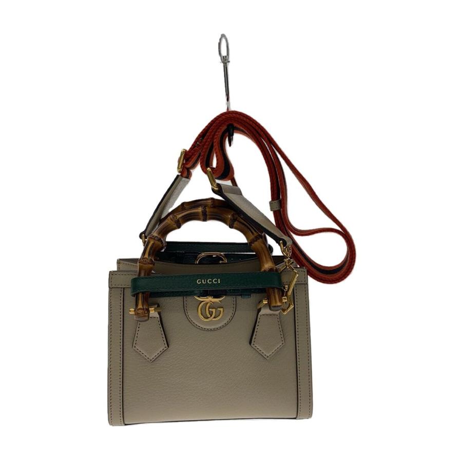 GUCCI◇箱有/ハンドバッグ_ダイアナ_バンブー/ハンドバッグ/ベージュ 