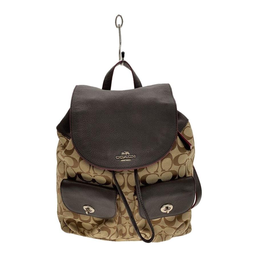 COACH◇シミ・変色・ハガレ有/シグネチャーリュック/キャンバス/CML/総