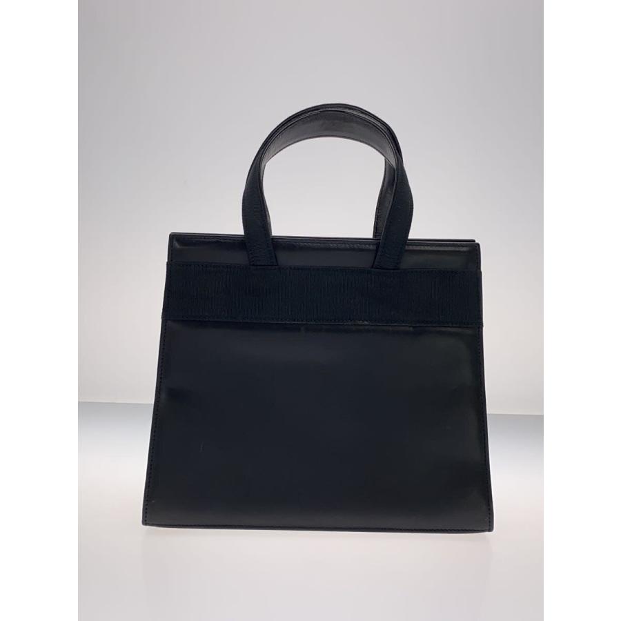Salvatore Ferragamo リボン付きブラックレザーハンドバッグ Salvatore Ferragamo◇サルヴァトーレフェラガモ/ハンドバッグ/ヴァラ