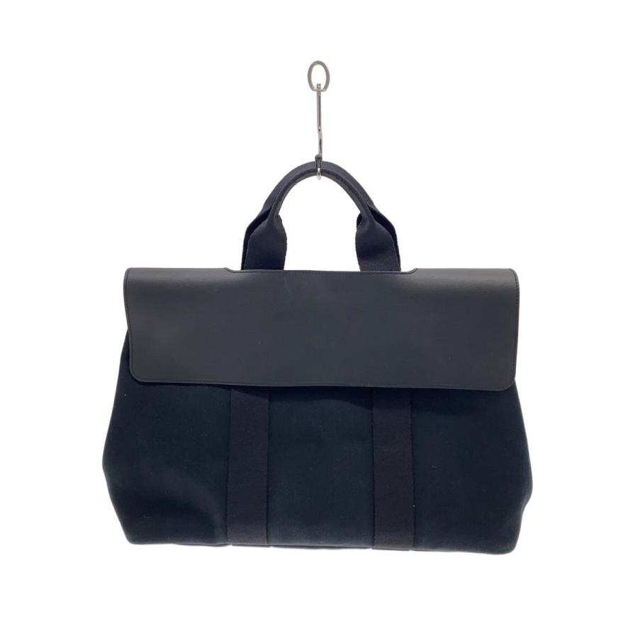 HERMES◇ヴァルパライソMM/ハンドバッグ/キャンバス/BLK : セカンド