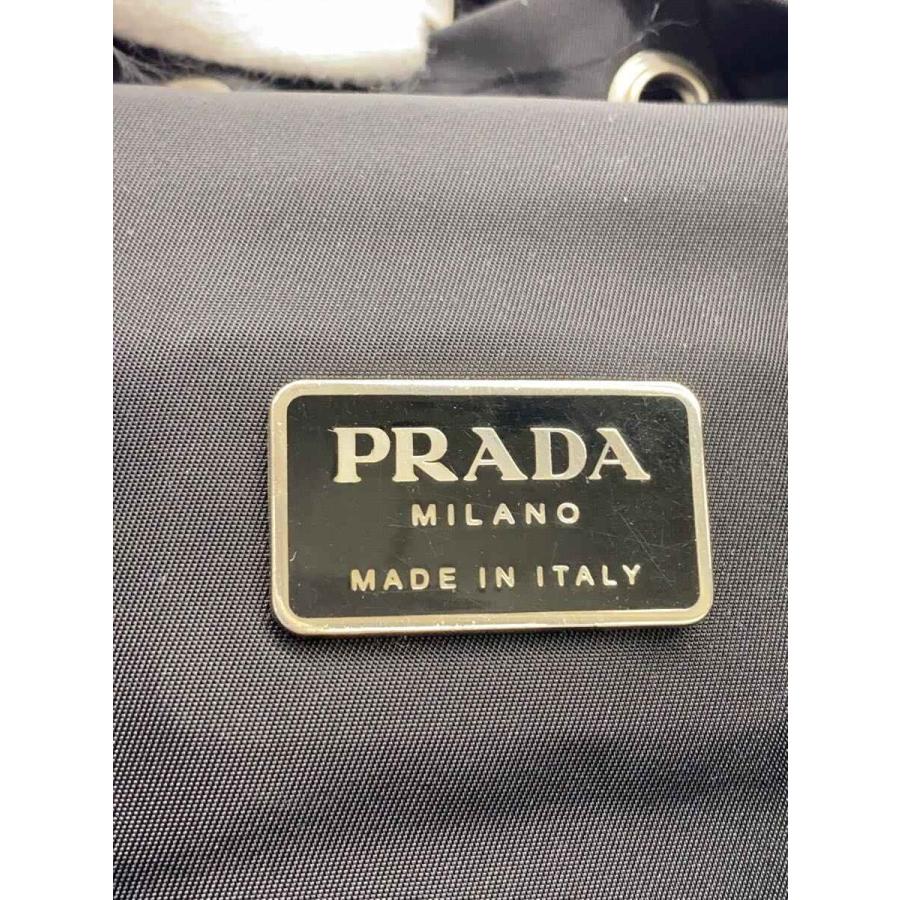 PRADA◇三角ロゴプレート/リュック/ナイロン/ブラック/無地 : セカンド