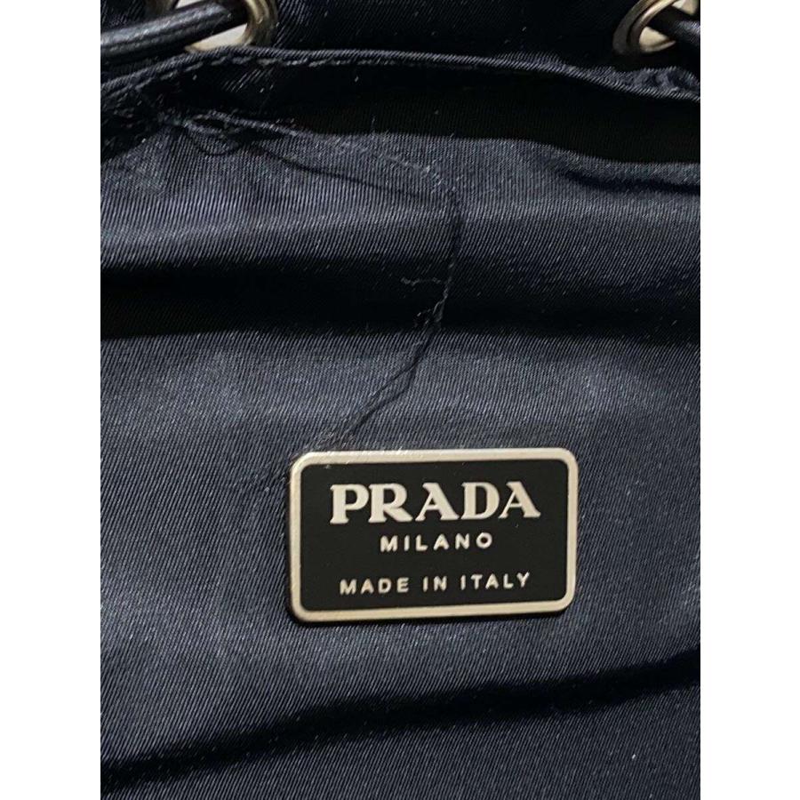 PRADA◇三角ロゴプレート/リュック/ナイロン/ブラック/無地 : セカンド