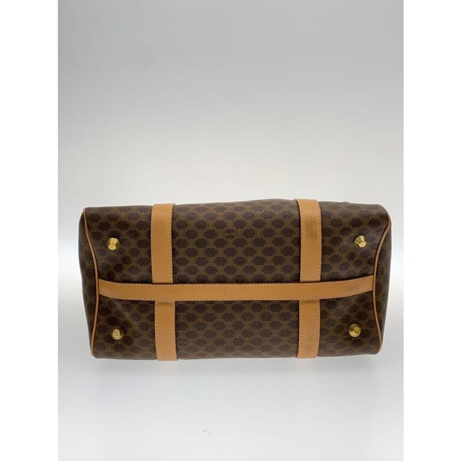 【美品】CELINE マカダム ミニボストン ハンドバッグ レザー ブラウン CELINE◇マカダム/ミニボストンバッグ/レザー/ブラウン/ヴィンテージ