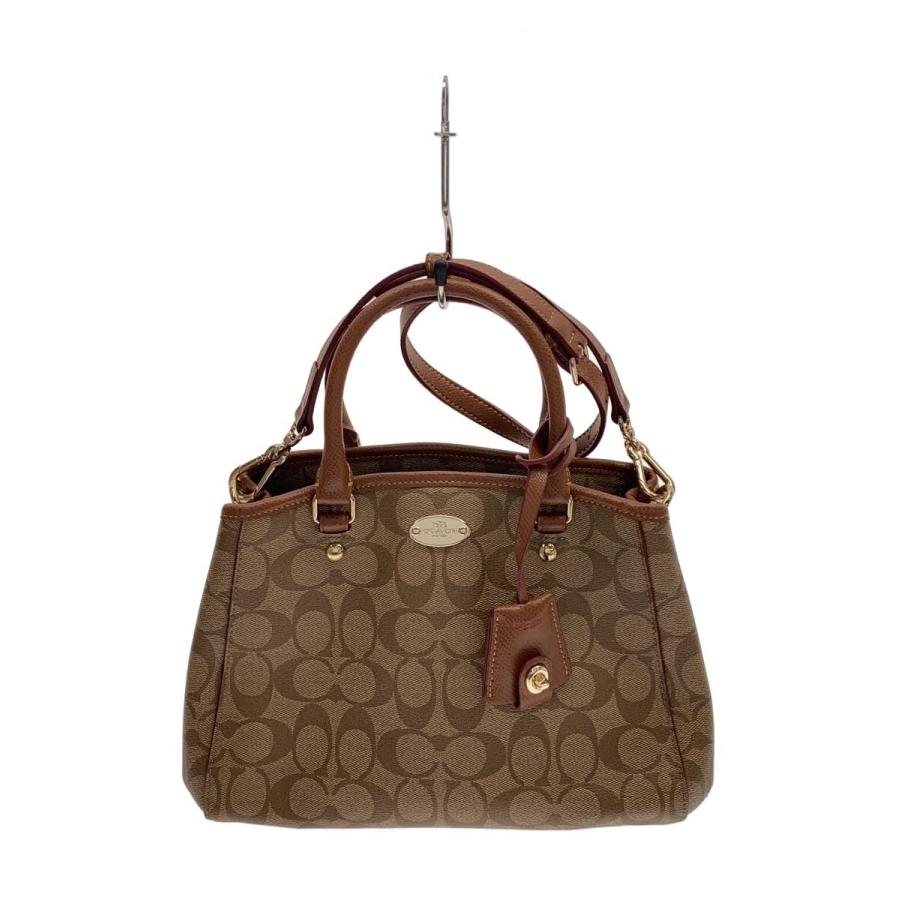COACH◇シグネチャーハ2WAYンドバッグ/PVC/BRW/総柄/F34605