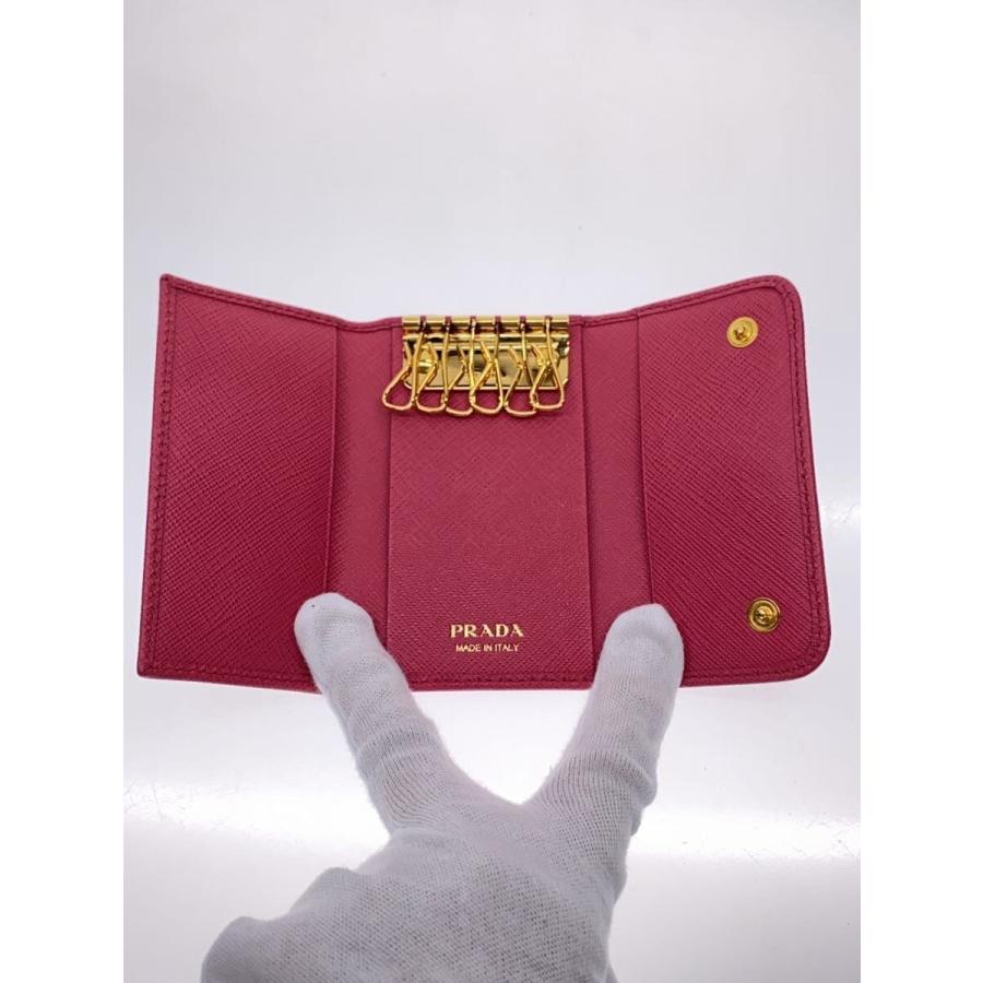正規品◾️本物◾️PRADA サフィアーノ キーケース ピンク キーホルダー プラダ PRADA◇プラダ/キーケース/1PG222/サフィアーノ/ピンク// : セカンド