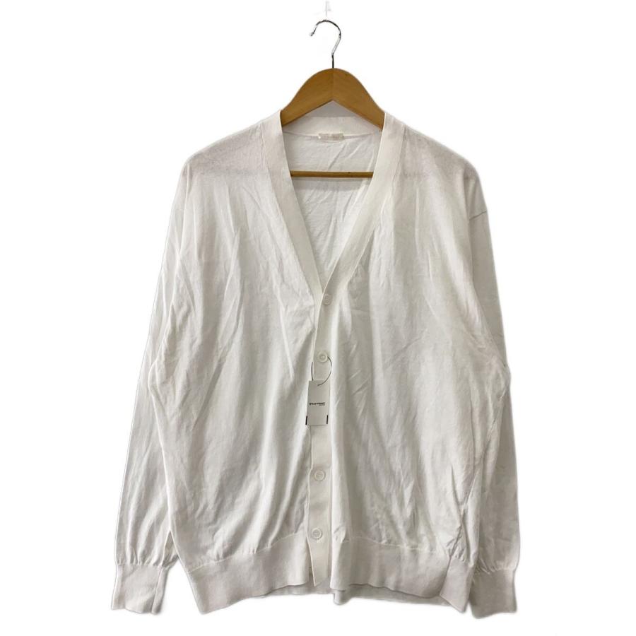 COMOLI◇24SS/コットンVネックカーディガン/3/コットン/WHT/Z01-06012