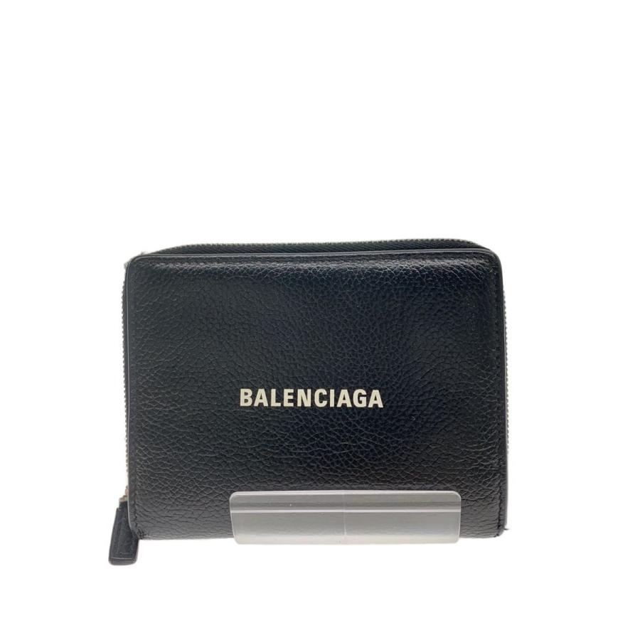 BALENCIAGA◇2つ折り財布/羊革/BLK/無地/メンズ/650879・1090・t