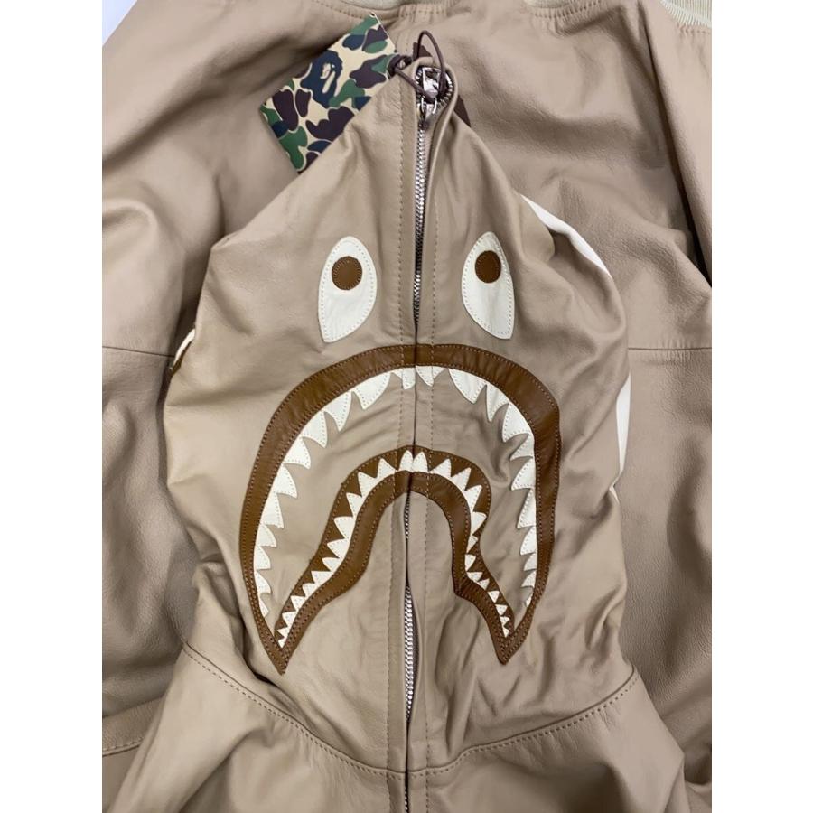 A BATHING APE◆シャークフーディ/L/牛革/BEGの画像