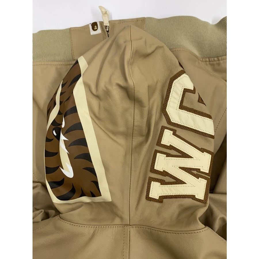 A BATHING APE◆シャークフーディ/L/牛革/BEGの画像